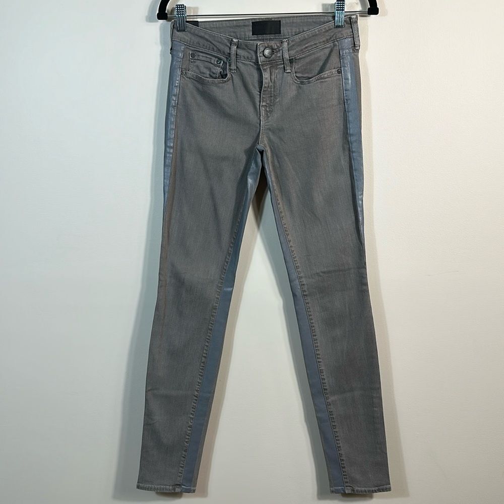 Vince Dylan Skinny Silverfin Grey Side Tuxedo Stripe Jeans Denim Women Size 24